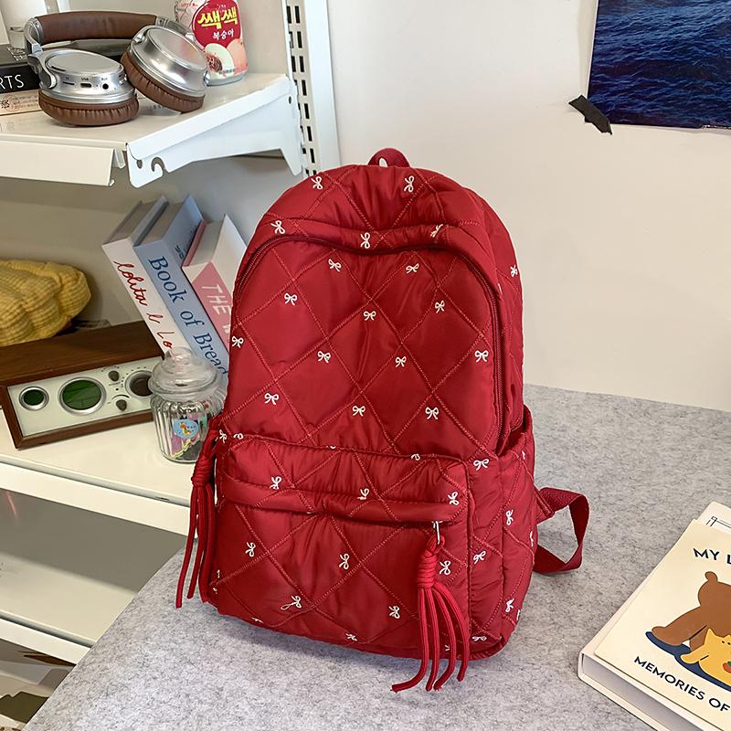 Rucsac de școală în stil universitar, cu imprimeu de fundă, pentru studenți, ușor de călătorit, pentru femei