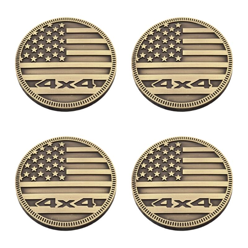 4pcs Metal Badge 3D Emblem Badge Sticker 4X4 Flag Car Trunk Emblem Decal Car Decorative Accessory Universal Sticker