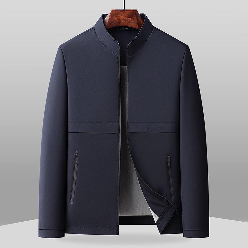 Spring Men's Stand-up Collar Jacket: Business Casual, Versatile, Middle-aged Commuting Style.