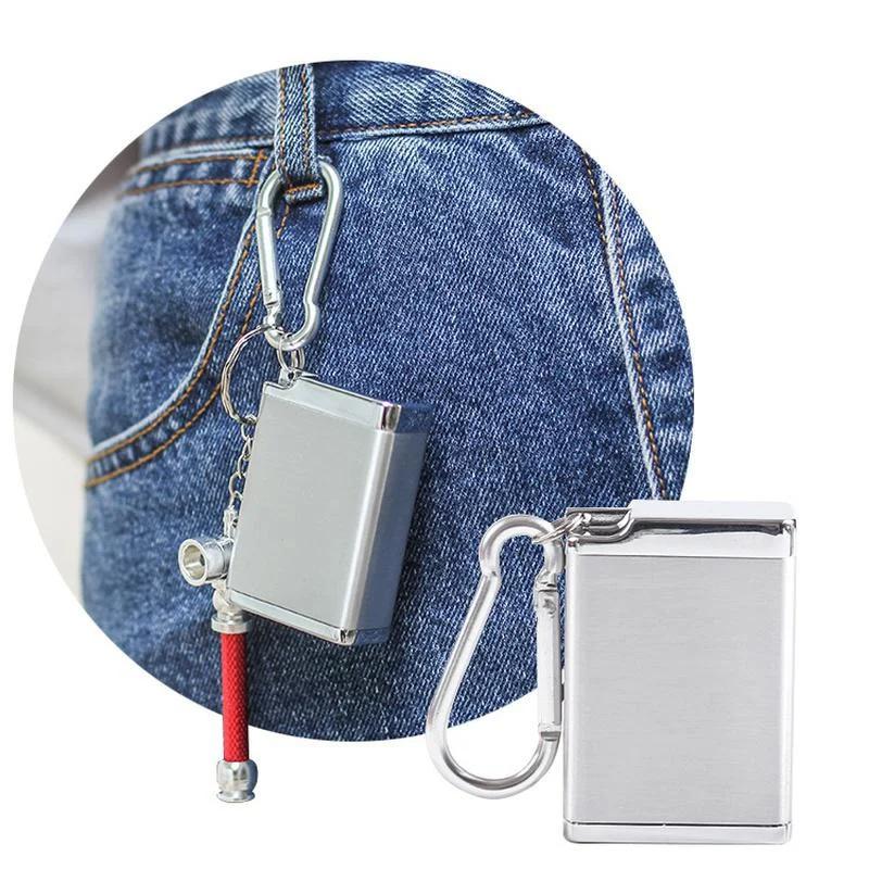 Portable Mini Ashtray with Lid Keychain Pocket Travel Ashtray Cigarette Metal Bottle Storage Package