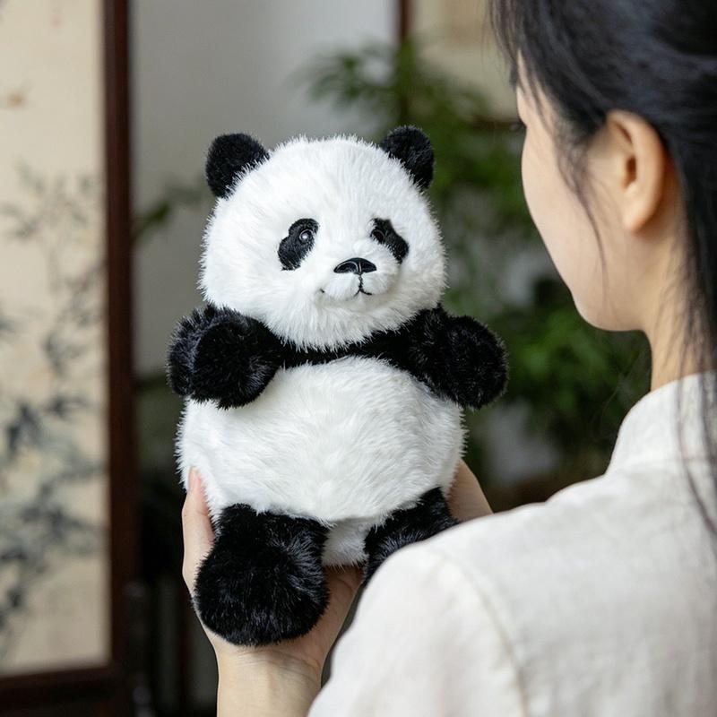 10/20/30cm Cute Spherical Panda Plush Toy Flipping Can Reveal Belly Emotional Support Panda Doll Growing Companion