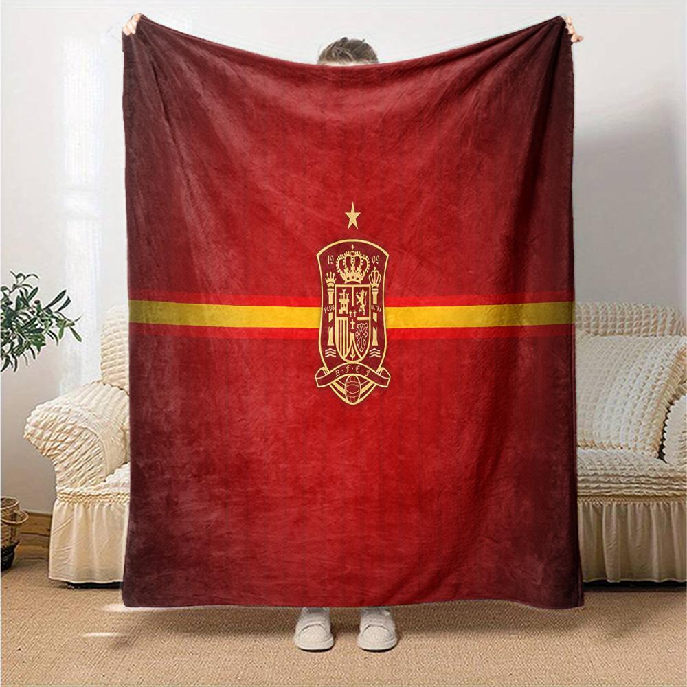 Coperta in Flanella con Stemma di Spagna, Poliestere Morbido, Design Moderno, Per Tutte le Stagioni per Campeggio, Viaggi, Regali per Feste o Compleanni