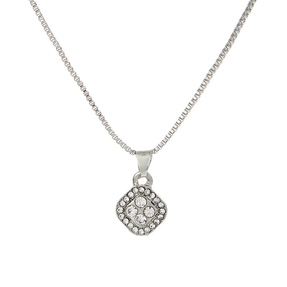 European & American Light Luxury Geometric Inlaid Diamond Jewelry Set: Necklace, Ring, Earrings