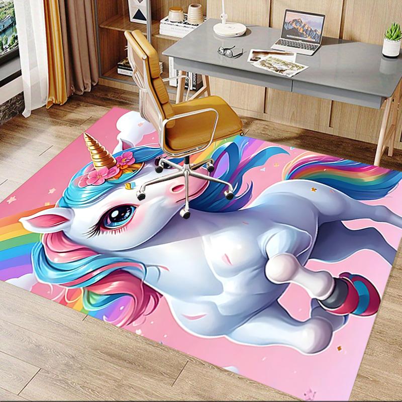 1pc Unicorn Rainbow Carpet Anti Slip Polyester Floor Mat for office.Bedroom