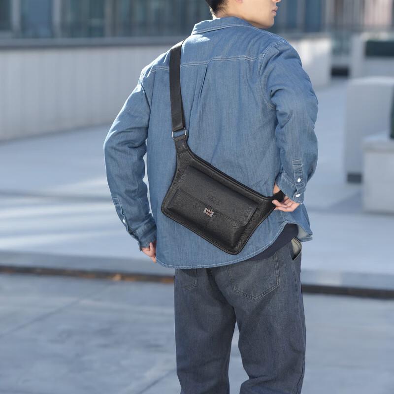 Vichy Retro Men s PU Leather Chest Bag