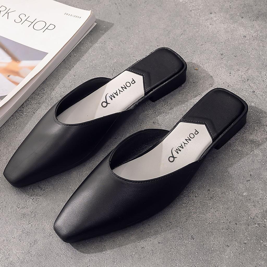 Fashion Women Half Slipper - Low-Heeled Square Toe Party Shoes Sandals