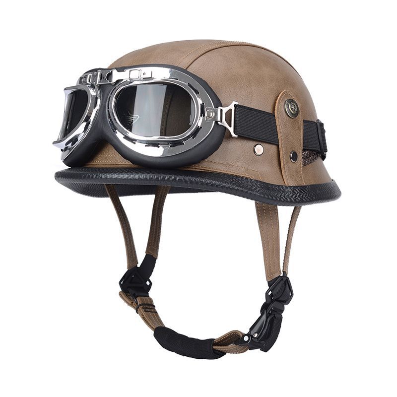Pedal German Helmet Cruise Vintage Half Helmet Harley Men Motorcycle Helmet Locomotive Scaler Helmet Soldier Helmet Leather Helmet
