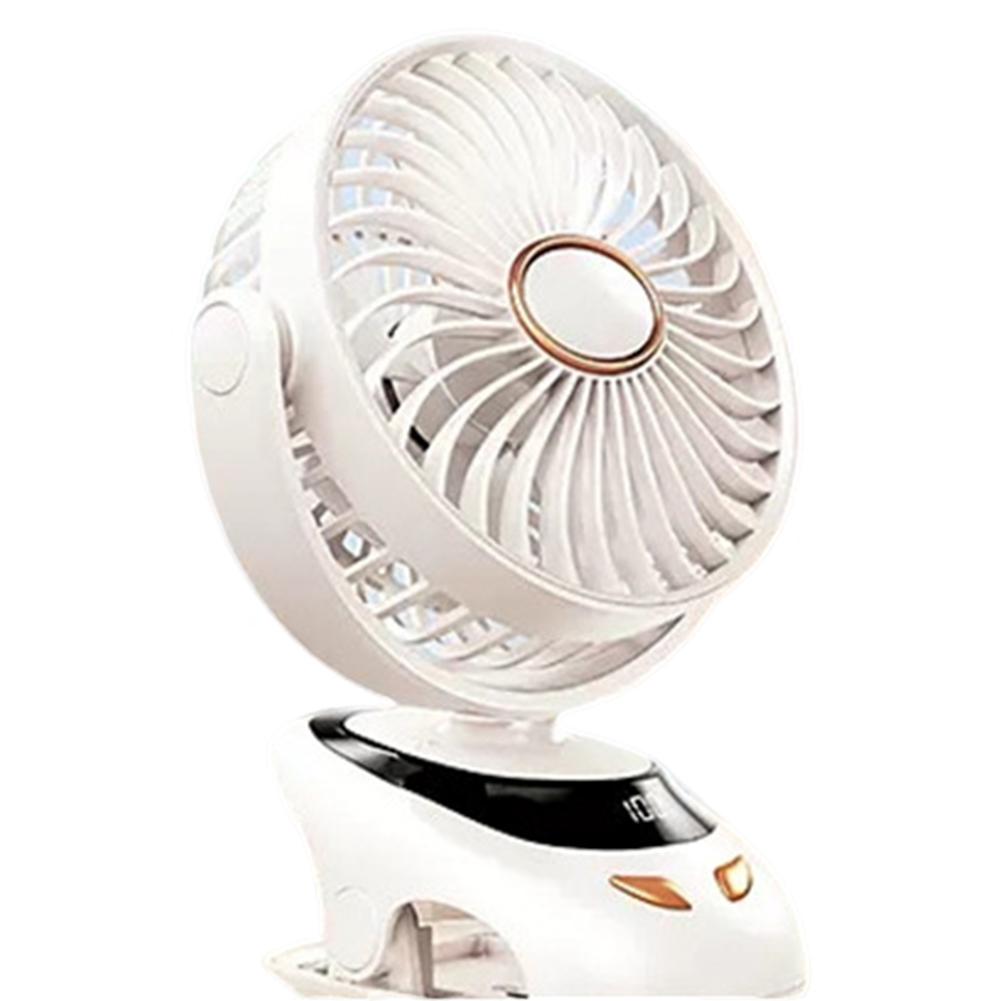 

6 Rechargeable Clip On Fan, Small Portable Clip Fan With Strong Clamp Grip 3000mAh 5-Speed LED Display Ideal For Bedroom, Office, Gyms snow peak white#0