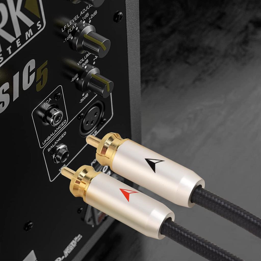 LCYOUTH 2RCA Męski do 2RCA Męski RCA Audio 24k Czysta Miedź Nylon HiFi Dźwięk Kompatybilny z Kablem CD AV do Gier, Stereo, Złocone Złącza, Pleciony,