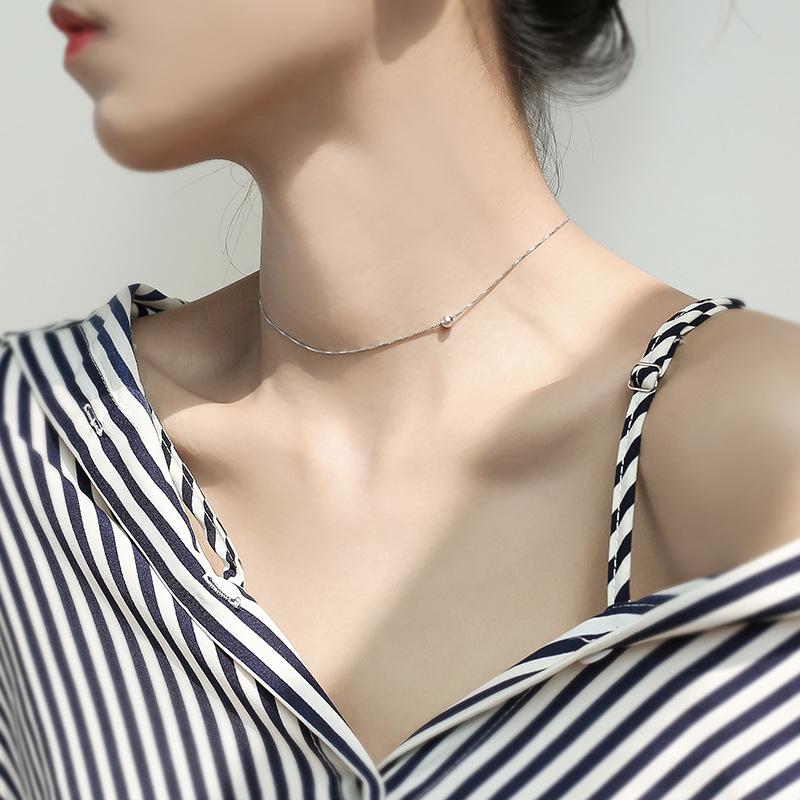 Chic Vento Piccolo Doudou Paragrafi Collana Corta Femminile Sud Coreana Contrattata Fine Girocollo di Perle Rotonde Sottili Catena Clavicola Accessori