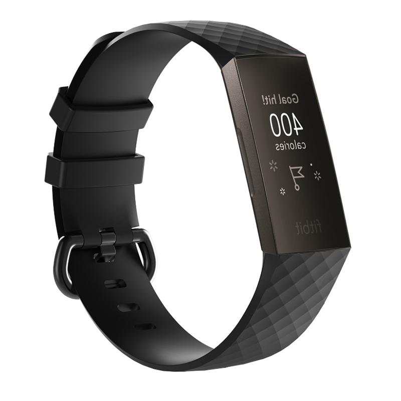 

Geometric Pattern Soft Silicone Watchband Wrist Strap for Fitbit Charge 4/3 Black