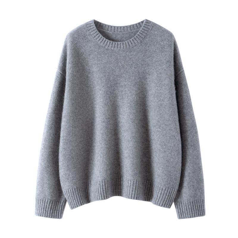 Lekasha Women's Cashmere Loose Fit Short Round Neck Base Layer Top