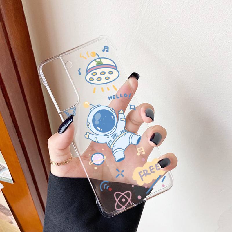 YNDFCNB Cartoon Astronaut Phone Case for Samsung S20 S10 Lite S21 Plus for Redmi Note8 9pro for Huawei P20 Clear Case