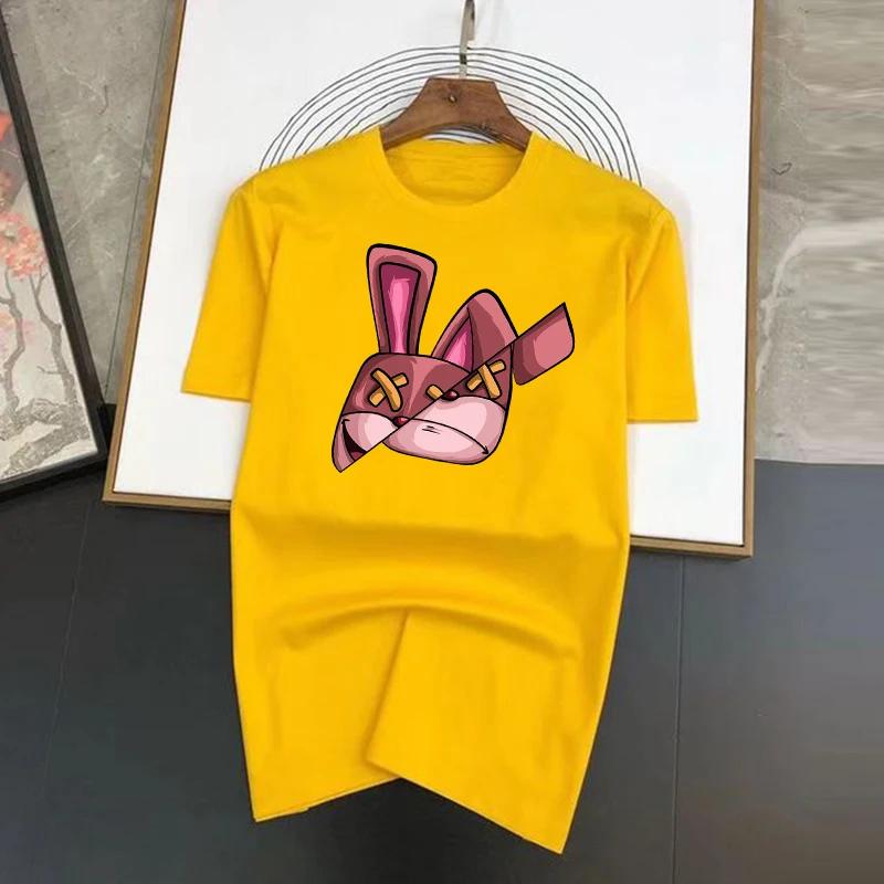 Medvilniniai marškinėliai Funky prekės ženklo zuikutis juokingi animaciniai filmai trumpomis rankovėmis vyriški asmenybės gatvės marškinėliai laisvi dideli marškinėliai kvėpuojantys minkšti