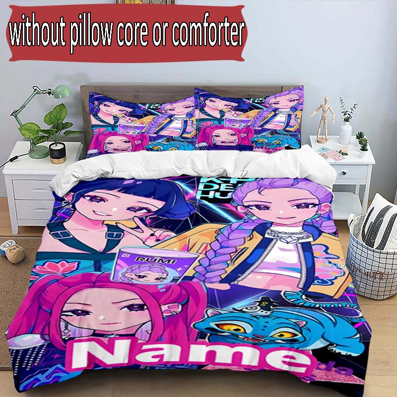 Set copripiumino 3 pezzi (1*Copripiumino + 2*Federe, Senza Nucleo), Set Biancheria da Letto Personalizzato con Nome KPop Cacciatori di Demoni, Decorazione Camera da Letto Casa Regalo