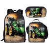 Tractor Popular Clasic Farming Simulator Imprimare 3D 3 buc/Set ghiozdane școlare pentru elevi Rucsac Daypack pentru laptop Geantă de prânz Toc de creioane