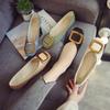 Fashion Brand Soft Ballet Ballerinas Flats Shoes Gold Square Buckle Casual Driving Moccasins Feminino Brief Slip On Espadrilles Oxfords