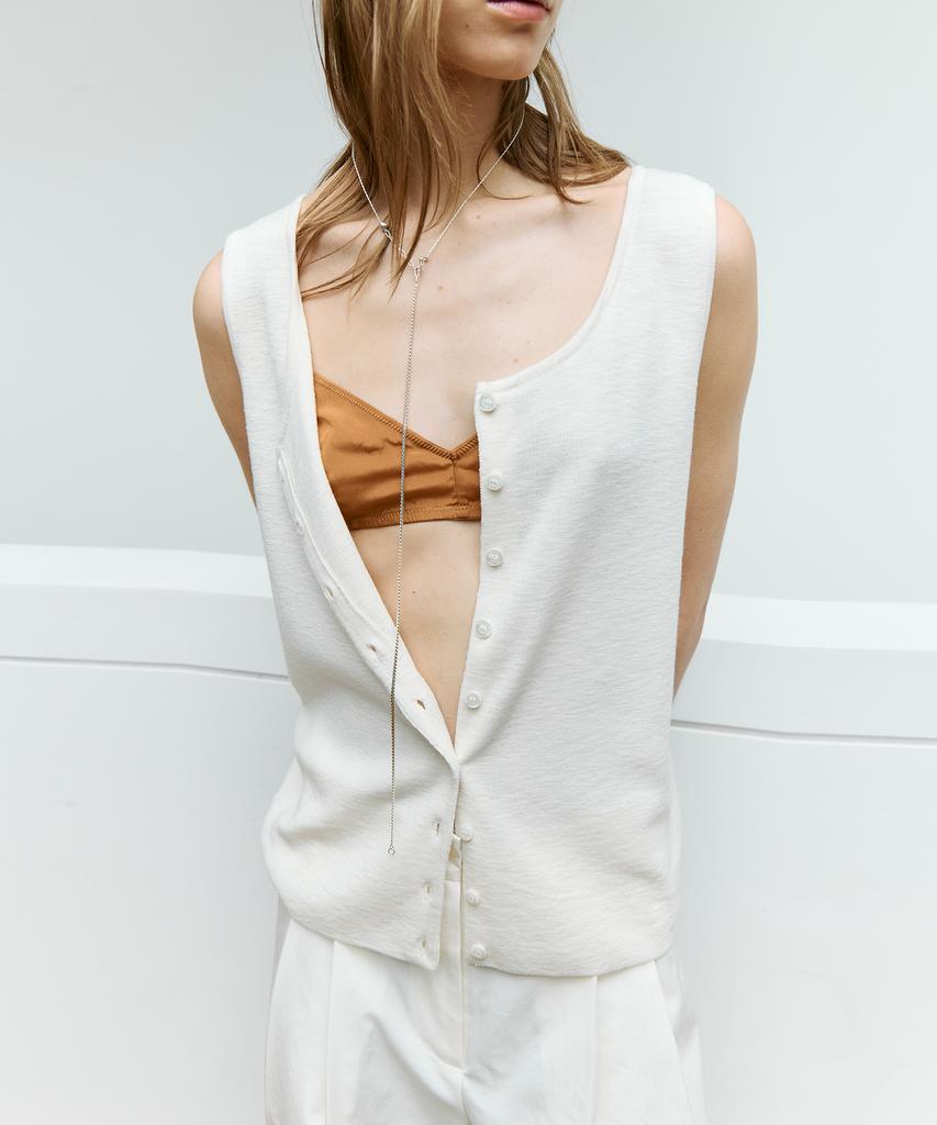 Deolil Button Sleeveless Knit_Ivory
