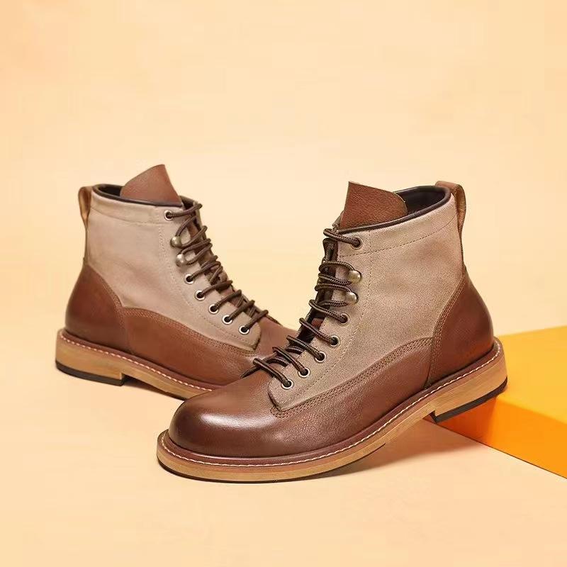 Zapatos de Moda para Hombre retro marrón piel de vaca zapatos de hombre botas cortas casuales hechas cuero genuino Outdoor desertboots