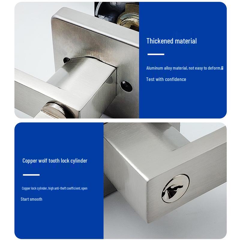 Modern Heavy-Duty Aluminum Alloy Bedroom Door Lever Handle Lock