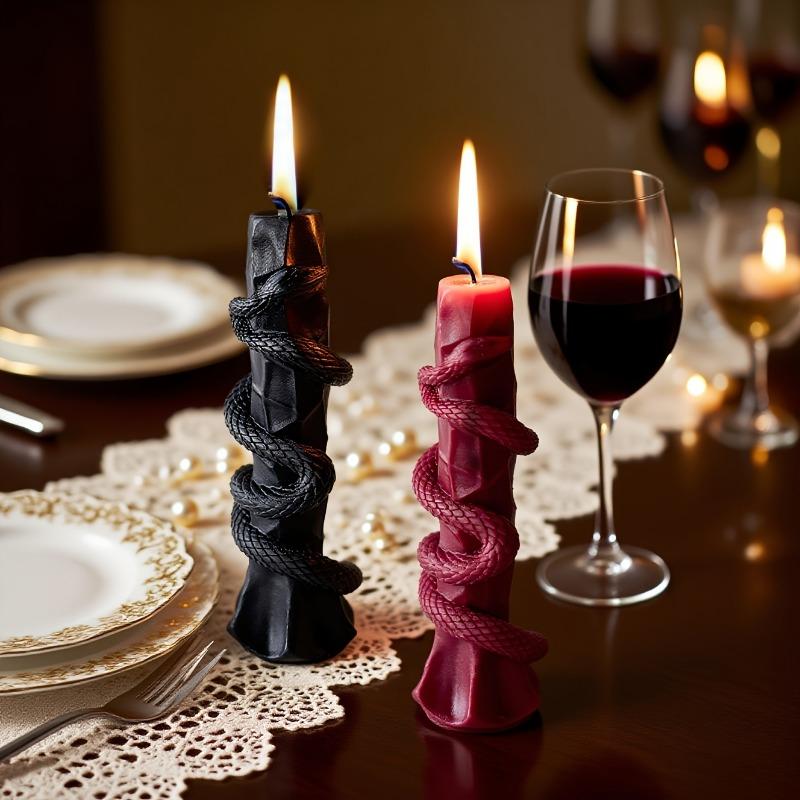 Spiritual Serpent Coiled Around Pillar Scented Candle Holiday Celebration Decorative Candle Home Decor Candle