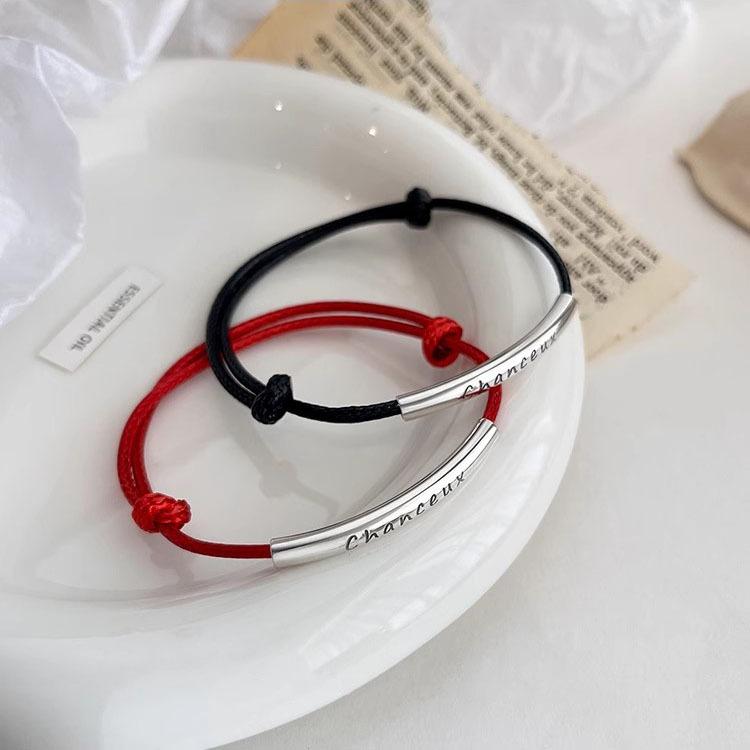 S925 Sterling Silver French Lucky Bending Tube Hand Rope Hand -Woven Bracelet