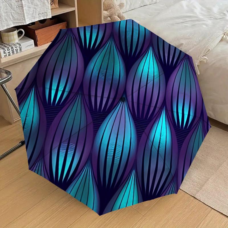 1pc Peacock Feather Pattern Automatic Folding Umbrella, Casual Outdoor Accessory, Birthday Festival Gift yy251126108