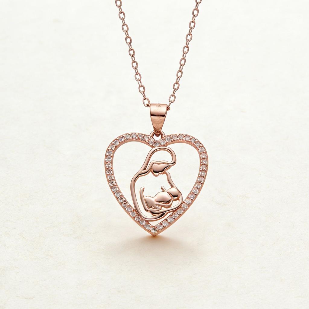 Mother's Day Accessories 925 Sterling Silver Diamond-encrusted Love Necklace Women's Niche Premium Mother and Child Pendant Clavicle Chain