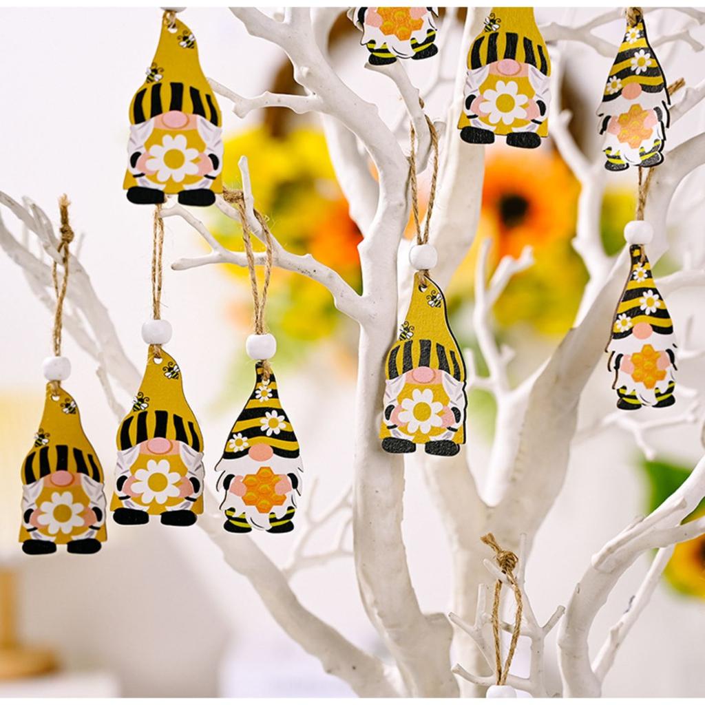 Bee Festival Decorations, Painted 3grid Wooden Box Pendant, Home Atmosphere, Props And Supplies