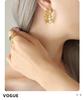 Geometric Pleated Texture Gold-Plated Titanium Earrings
