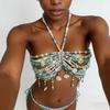 Handmade Turquoise Pearl Beaded Halter Top Body Chain Festival Outfit Bra 2026 Vacation Jewelry Conch Mermaid Core Bralette