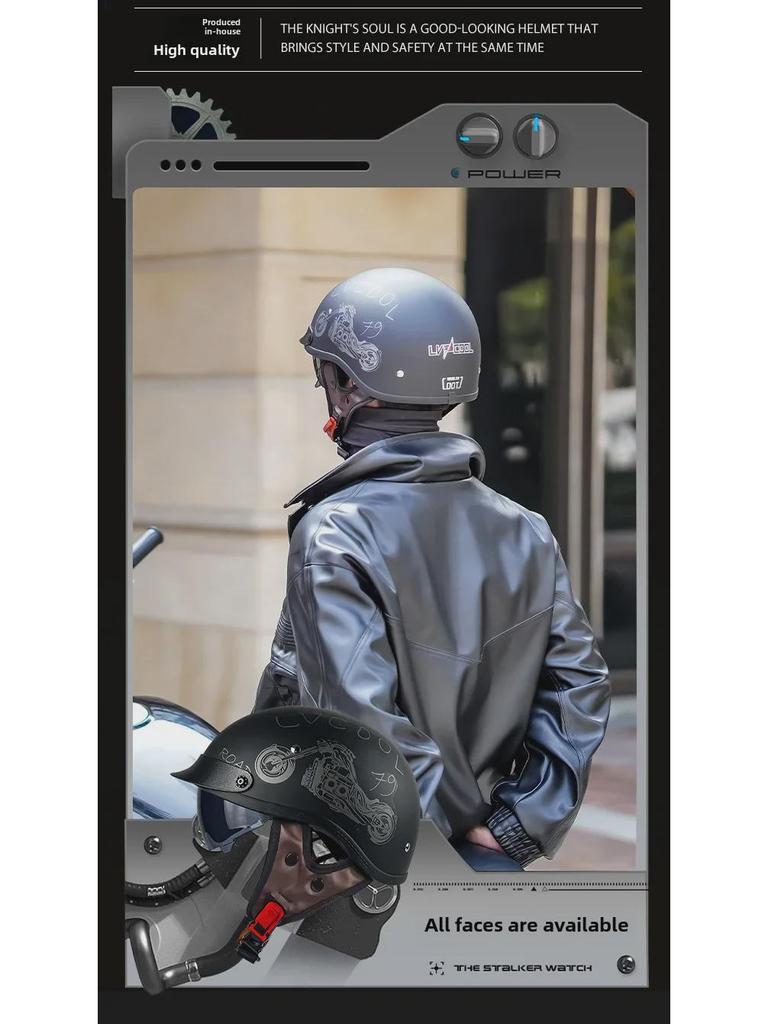 DOT-Certified Retro 3C Motorcycle Half Helmet for Summer