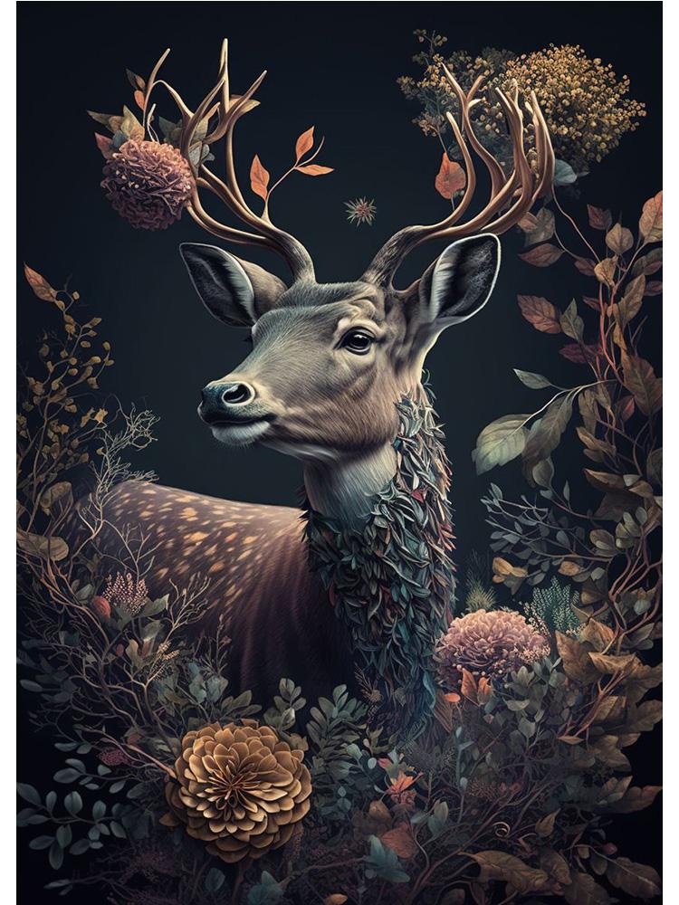 Vintage Animals In Jungle Flowers Canvas Painting Poster Print Peacock Toucan Parrot Elephant Monkey Wall Art Room Home Decor