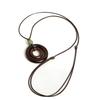 Handmade Wooden Circle Ceramic Pendant Necklace Adjustable Cord Unique Bohemian Jewelry for Men and Women 1 Piece S001160