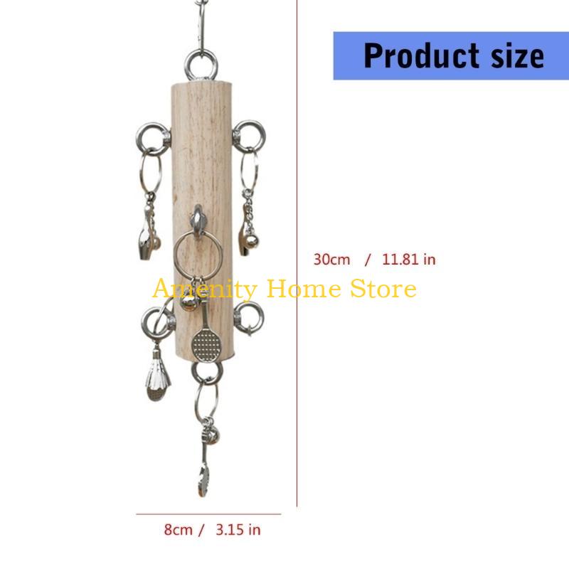 Juguete para Pájaros F26C Juguete Colgante para Jaula de Pájaros Juguete Natural de Tirar con Anillas Metálicas Juguete para Masticar Loros Juguete Rompecabezas de Rasgar para Cacatuas