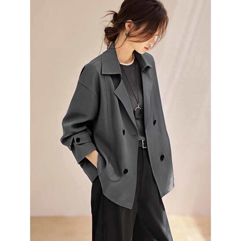 Mohan Yimei Women s Petite Double-Breasted Trench Coat XL