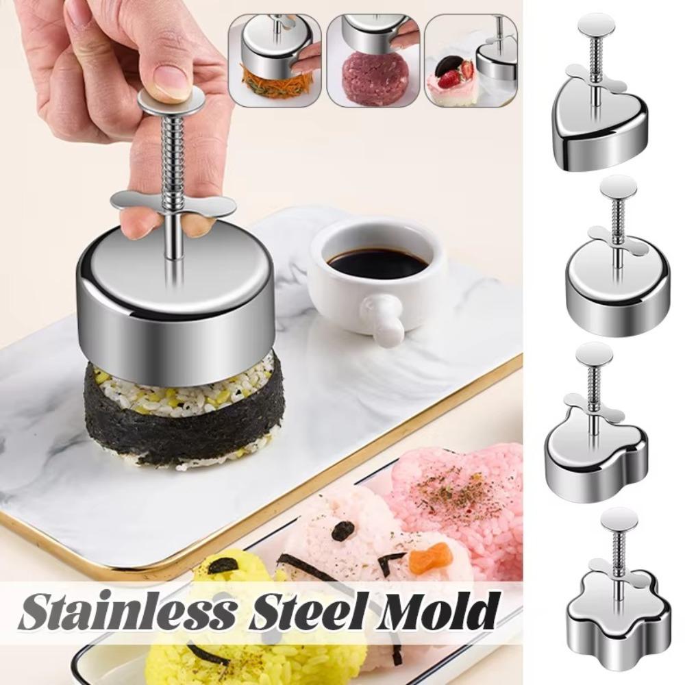 New Stainless Steel Sushi Mold Non-Stick Sushi Tool Rice Ball Ring Easy To Release Hamburger Patty Maker