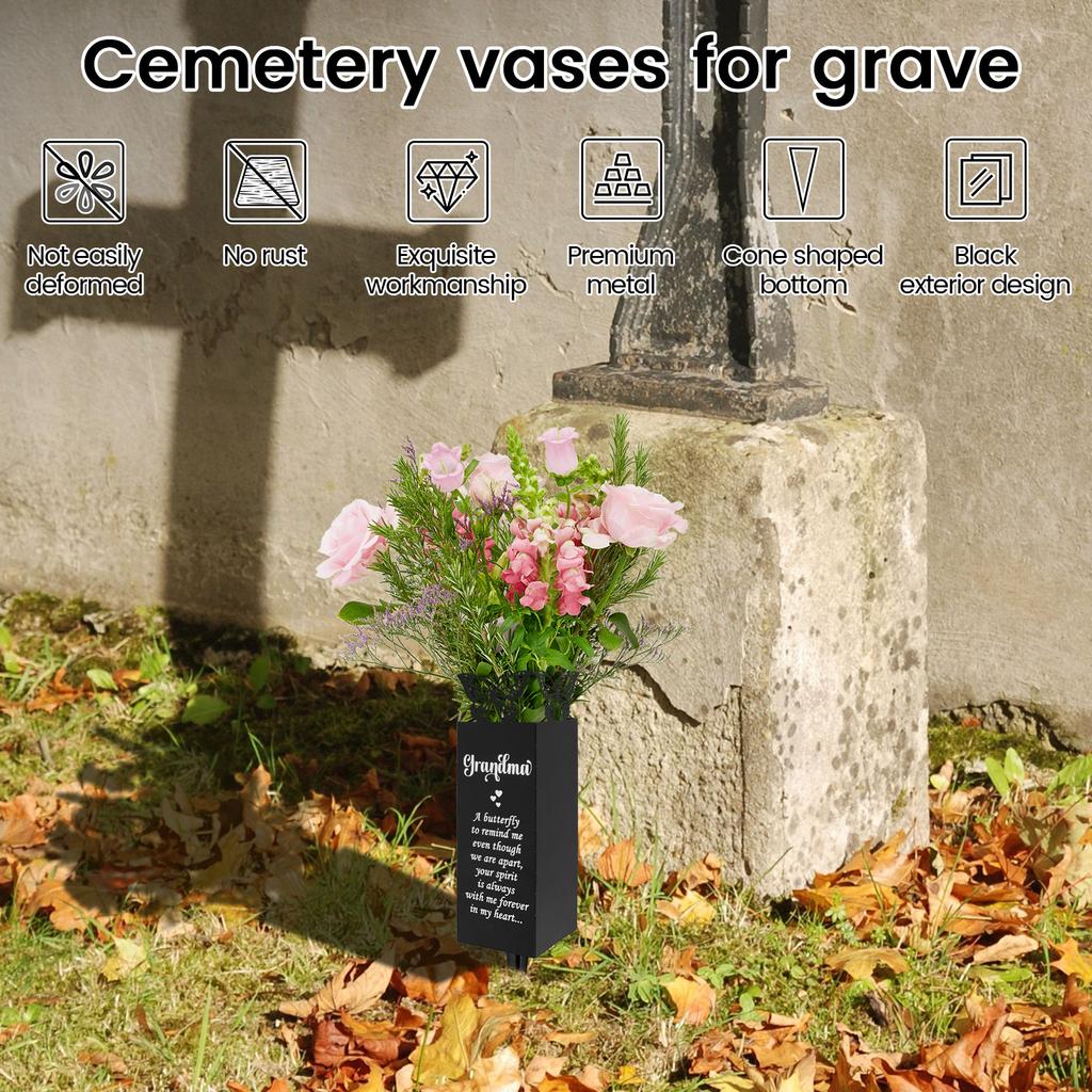 1 Pc Memorial Flower Holder Cemetery Vase with Spike Metal Flowers Holders Modern Plant Shelf for Grave Lawn Cemetery Decoration