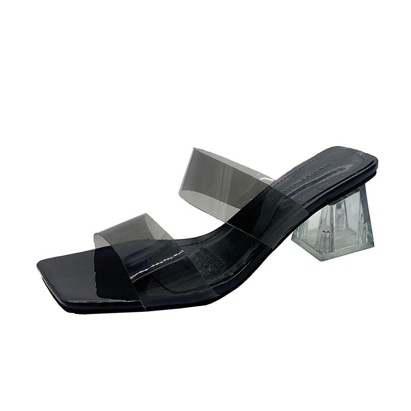 Fashion 2025New Summer Women's Pump Sandals PVC Jelly Slippers Open Toe High Heels Women's Plexiglass Slippers Heels Transparent Sandals