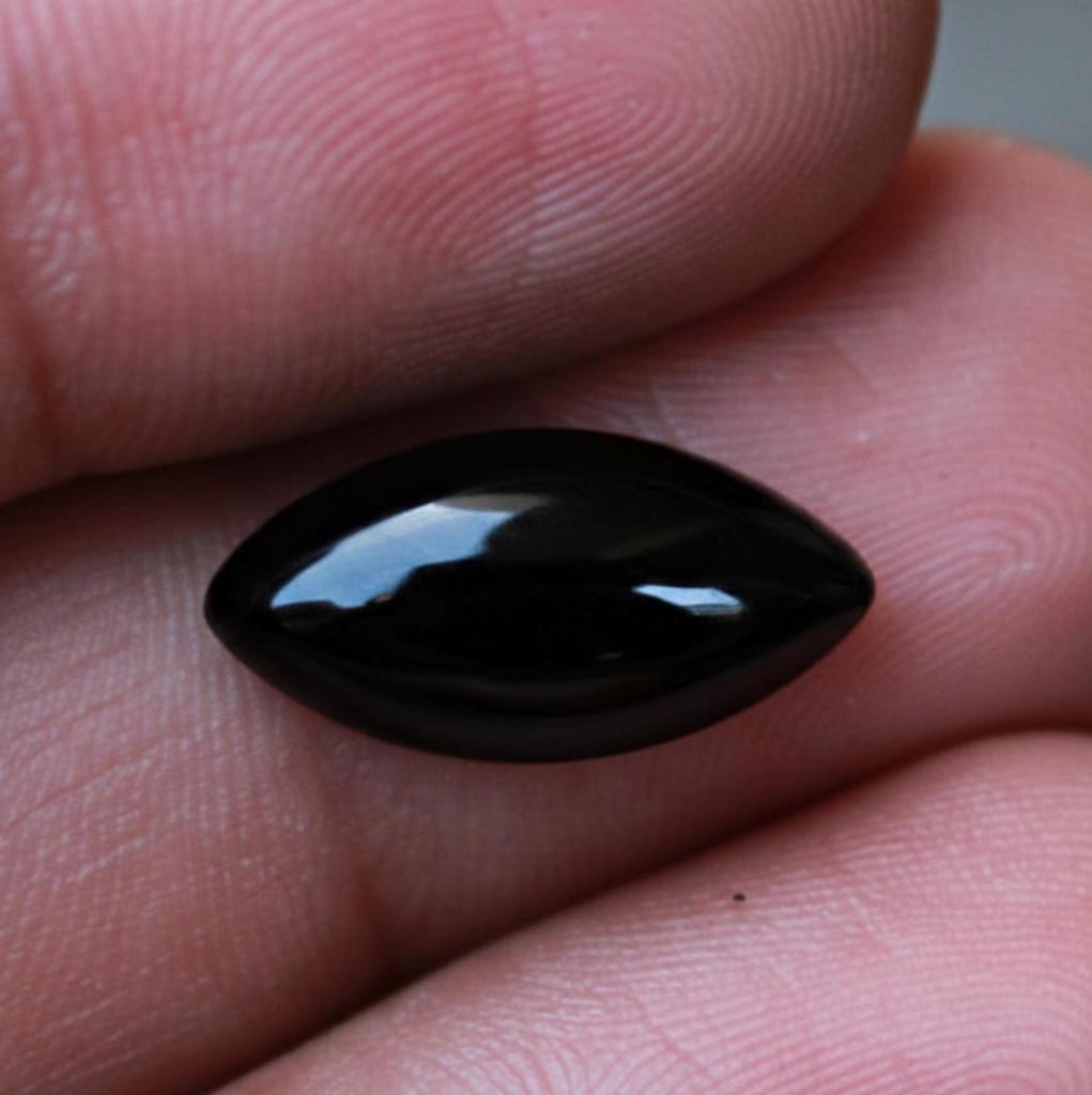Black Onyx Marquise Cabochons, Polished Black Onyx Flatback Gemstones, Calibrated Onyx Stones, Jewelry Making Supplies