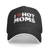 I Love Hot Moms Bucket Hat Unisex Adult I Heart Hot Moms Adjustable Baseball Cap Gift Hats Mesh Trucker Caps Unisex Womens