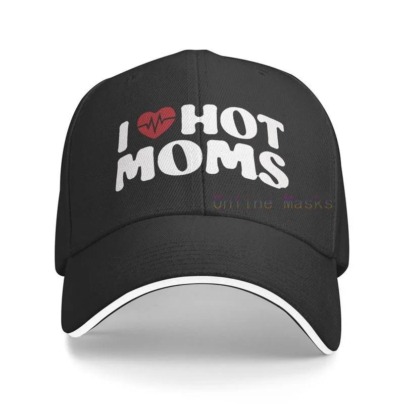 I Love Hot Moms Bucket Hat Unisex Adult I Heart Hot Moms Adjustable Baseball Cap Gift Hats Mesh Trucker Caps Unisex Womens