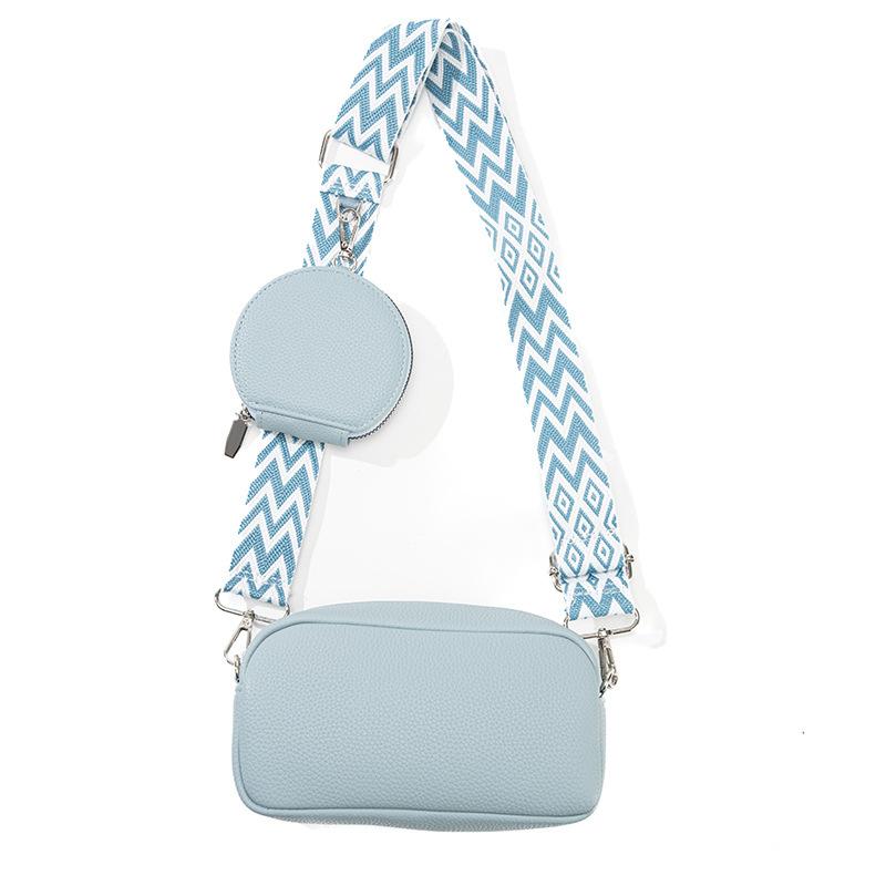 Комплект сумок через плечо из полиуретана в японском стиле - минималистичная квадратная сумка через плечо с кошельком и широким ремнем (Парные сумки для матери и дочери, повседневная маленькая сумочка)