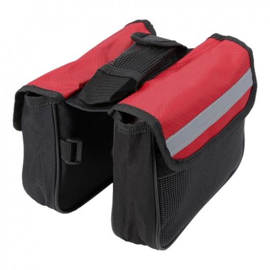 18x15x15cm Bike Saddlebag Frame Bag Tool Pouch Pack Storage Bag Black Red
