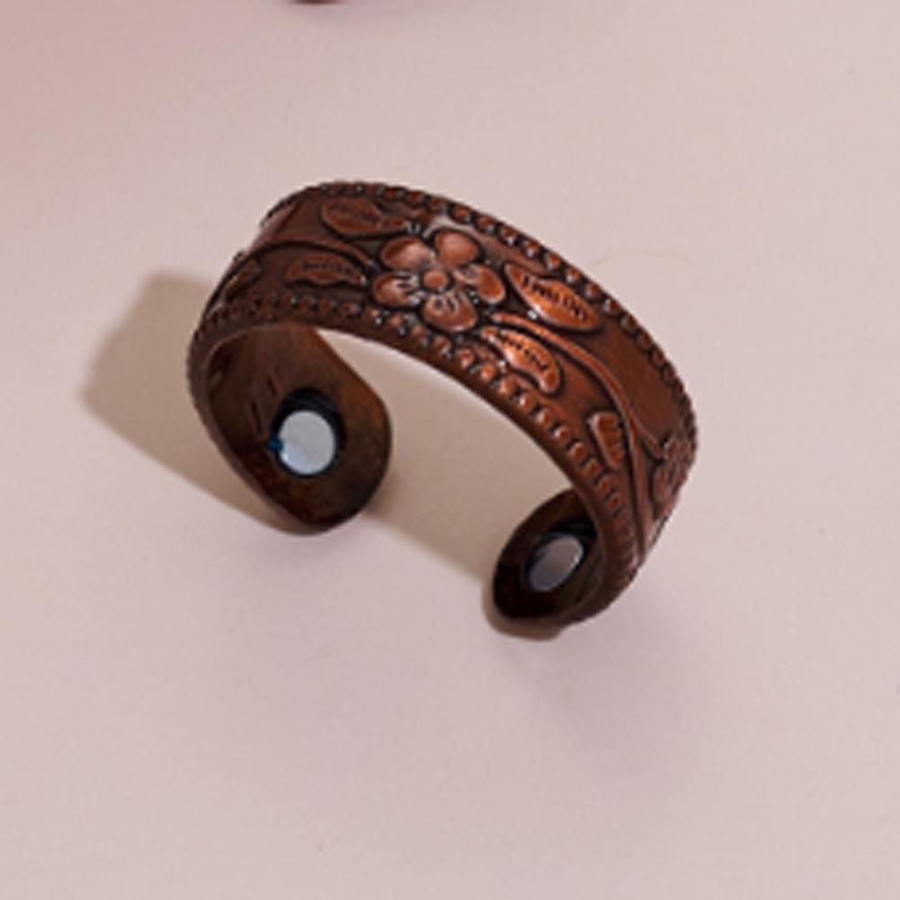 Vintage Red Copper Magnetic Bracelet & Ring Set for Men and Women