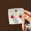 Natural Silver Needle Red Tassel Heart & Pearl Earrings for Women - Face-Slimming, Fashionable Wedding Jewelry