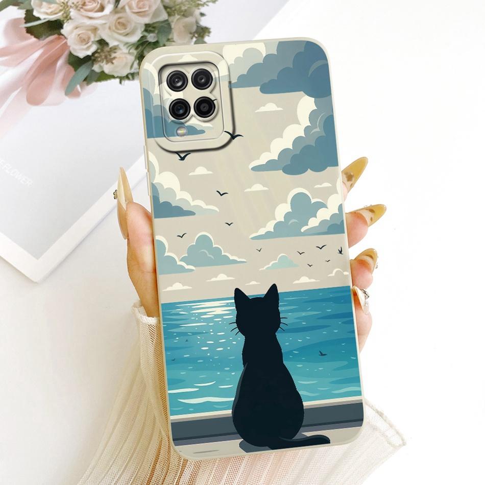 For Samsung Galaxy A12 M12 SM-A125F A127F Cute Cat Flower Butterfly Cartoon Phone Case Shockproof Soft Silicone Cases