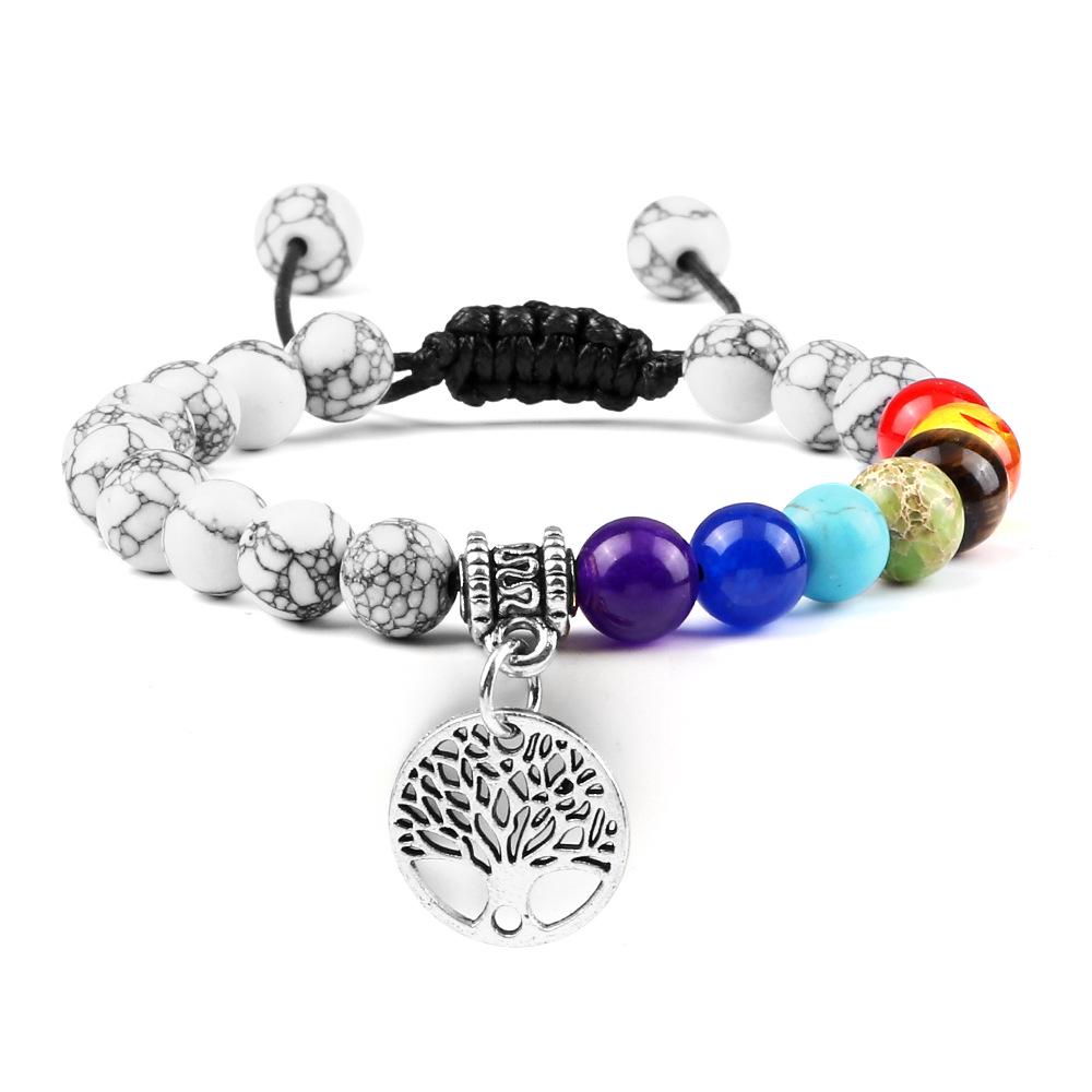 Tree of Life Pendant Woven Bracelet with Tiger Eye Matte Stone Beads - European & American Fashion