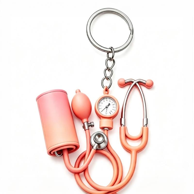 Mini 2D Flat Stethoscope Keychain Cute Creative Bag Pendant for Nurses Doctors Key Decor Medical Themed Holiday Souvenir Gift