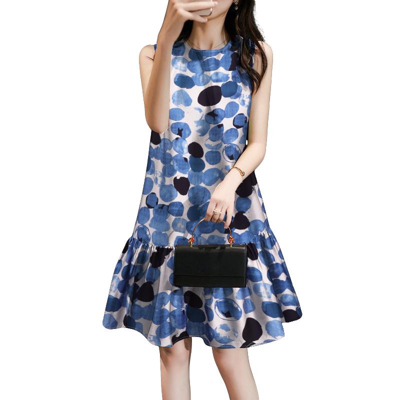 ZANZEA Women Casual Round Neck Summer Sleeveless Print Dress